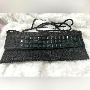 La Regale Embroidered Black Gem Stone Clutch